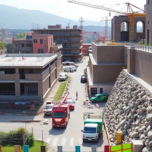 Fotografia di cantieri in Italia, simboleggiando i progetti del PNRR