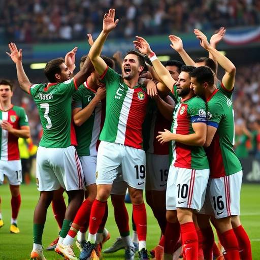 Giocatori della Nazionale Italiana di calcio che esultano dopo la qualificazione ai Mondiali