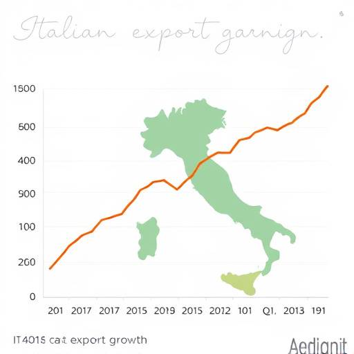 Grafico che mostra la crescita dell'export italiano nel primo trimestre dell'anno