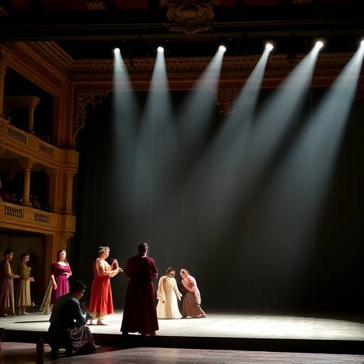 Il palco del Teatro Regio di Parma durante una rappresentazione di Aida