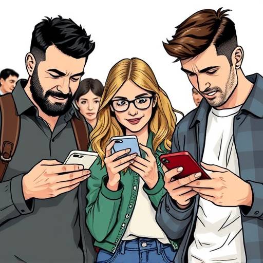 Persone che guardano i loro smartphone con espressioni diverse